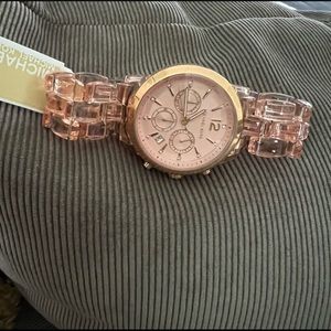 NWT MK AUDRINA BLUSH ACETATE ROSEGOLD WATCH STYLE #MK6203 NEVER WORN